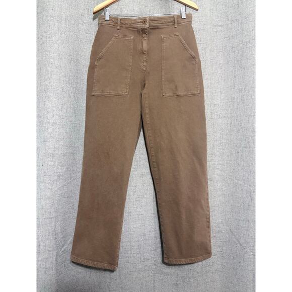 Wilfred Free Pants Women 10 Brown Aritzia High Waist Wide Leg Bare Back - Picture 1 of 8